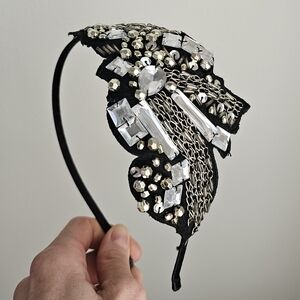 Handmade Rhinstone, crystal & beaded black Headband